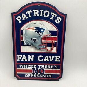 New England Patriots Fan Cave Wood Sign 11"x17" NFL Football Decor